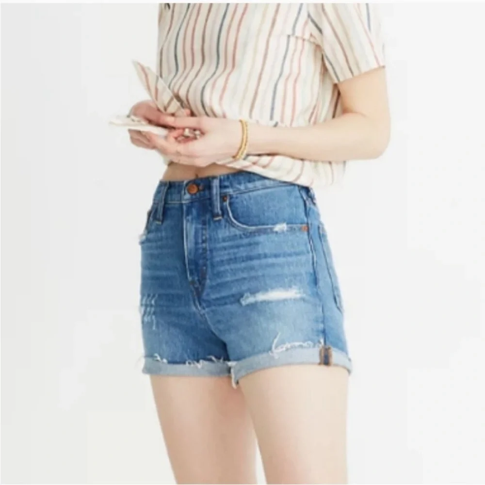 MADEWELL high-rise denim shorts distressed